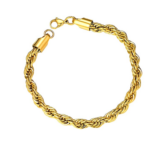 Twist Chain Bracelet Gold Silver Color Rope Chain Bracelet Hip Hop Jewelry Twist Rope Bracelet