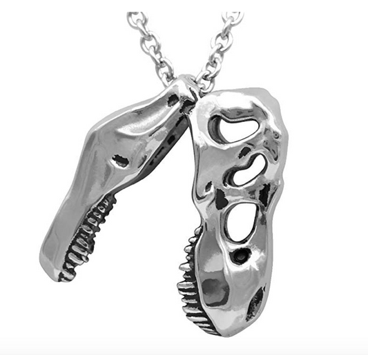 T-Rex Skull Pendant Dinosaur Necklace Dinosaur Pendant Chain Tyrannosaurus Jewelry 24in.