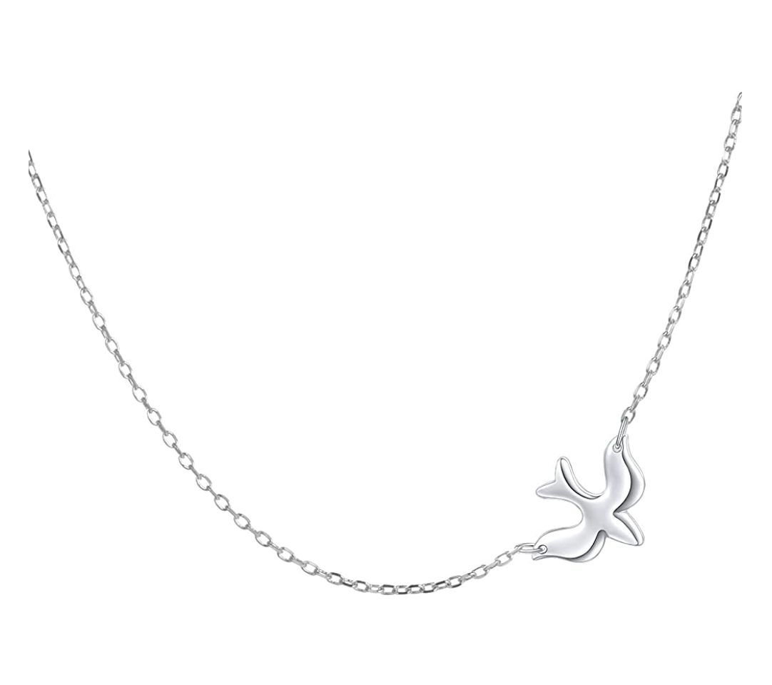 925 Sterling Silver Dove Pendant Bird Necklace Dove Wedding Gift 18in.