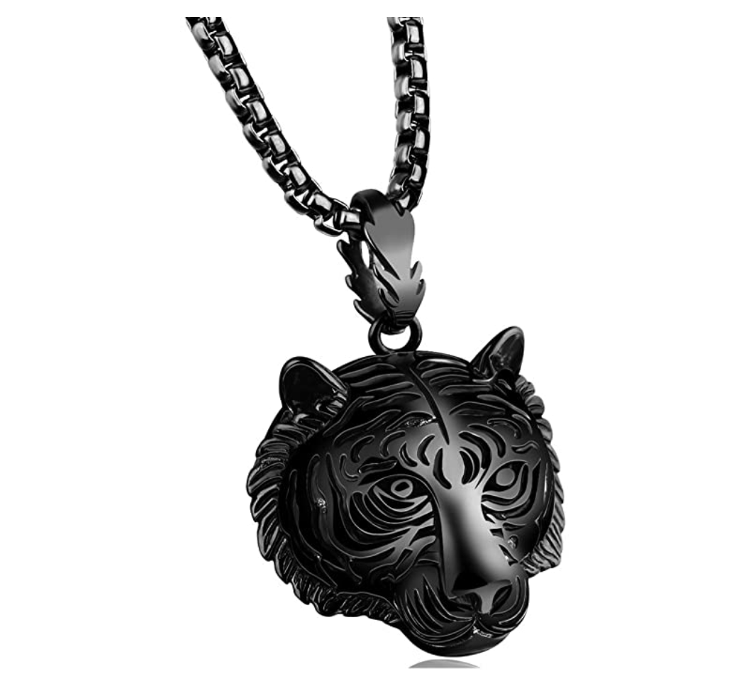 Tiger Necklace Tiger Eye Pendant Animal Chain Tiger Jewelry Gift Tiger 24in.
