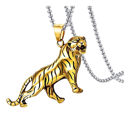 Siberian Tiger Necklace Tiger Eye Pendant Animal Chain Tiger Jewelry Gift Tiger 24in.