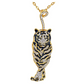 Simulated Diamond Tiger Necklace Gold Tiger Eye Pendant Animal Chain Tiger Jewelry Gift 18in.