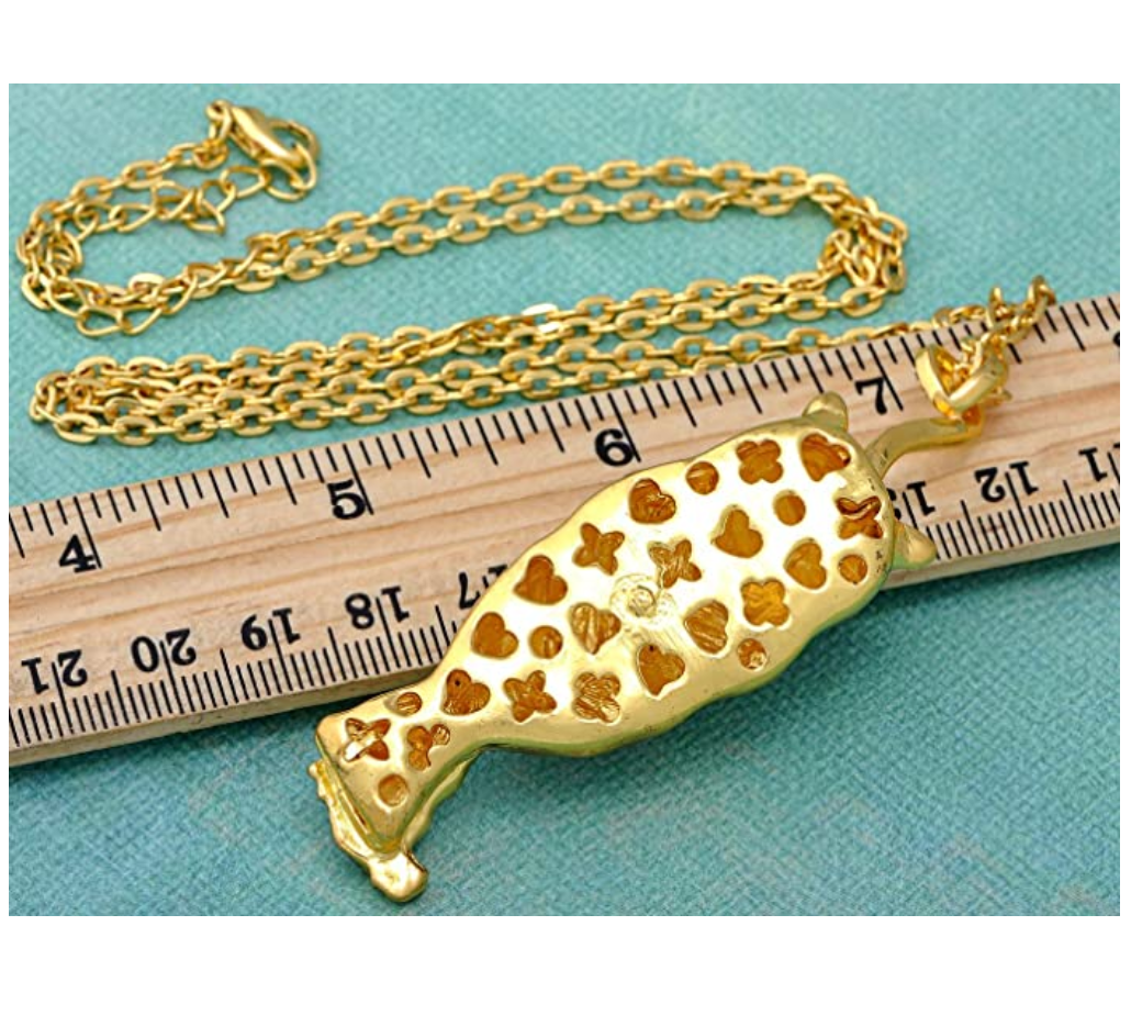 Simulated Diamond Tiger Necklace Gold Tiger Eye Pendant Animal Chain Tiger Jewelry Gift 18in.