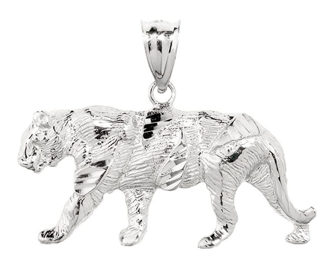925 Sterling Silver Tiger Pendant Tiger Eye Pendant Animal Tiger Jewelry