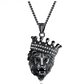 Lion King Necklace Lion Crown Leo Pendant Animal Silver Chain Lion African Jewelry Gift Stainless Steel Gold Color 24in.