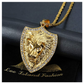 Gold Color Metal Alloy Lion King Necklace Animal Chain Silver Hebrew Lion Judah Shield African Jewelry Gift Lion Leo Pendant Stainless Steel Simulated-Diamond Lion 24in.