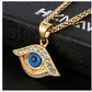 Blue Evil Eye Gold Diamond Jewelry Islamic Gold Hamsa Hand Fatima Muslim Gift Lucky Jewelry Islamic Jewish Jewelry Kabbalah Yoga 24in.