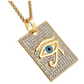 Gold Diamond Eye of Ra Horus Egypt Gold Gift Evil Eye African Jewelry Pendant Stainless Steel 24in.