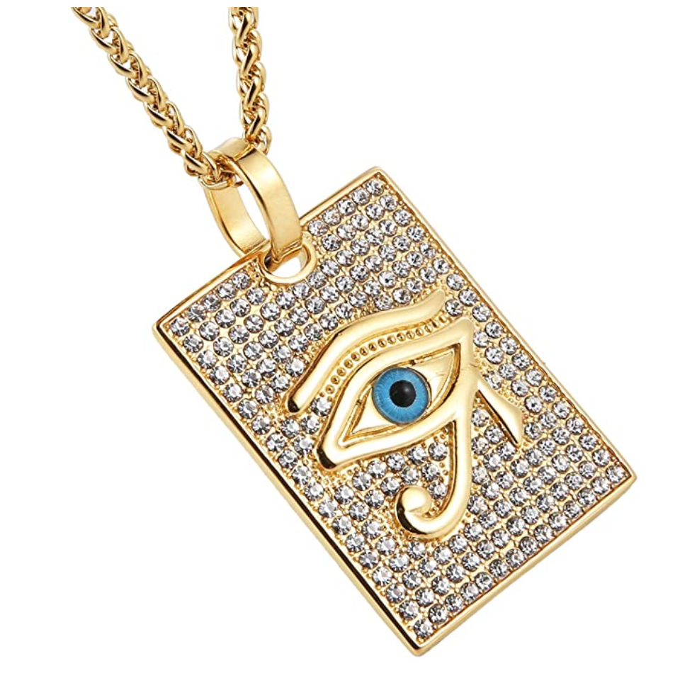 2.5 tcw Diamond Eye of Ra Horus Egypt Gold Gift Evil Eye Diamond African Jewelry Eye of Ra Horus Square Pendant Gold Box Medallion