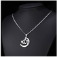 Crescent Moon Allah Pendant Holy Chain Gift Necklace Simulated Diamond Islamic Jewelry Muslim Arabic 22in.
