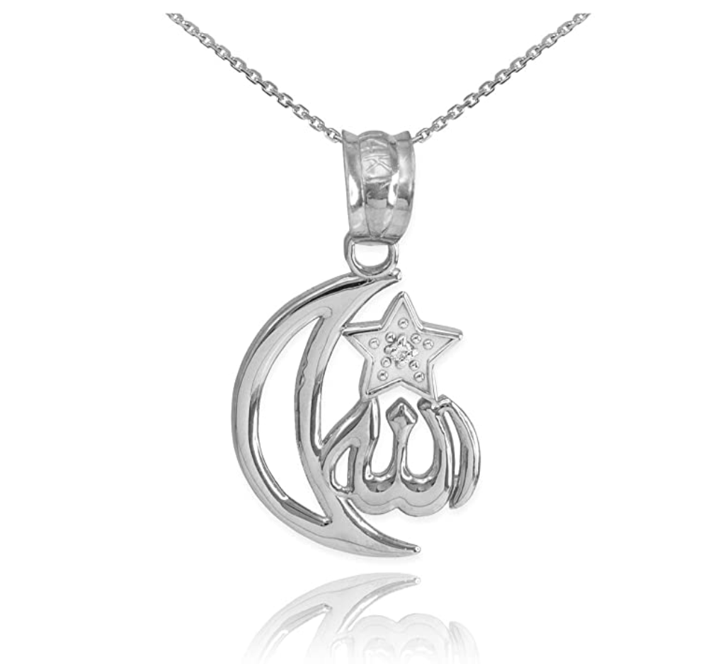 925 Sterling Silver Crescent Moon Necklace Star Islamic Jewelry Muslim Gift Allah Turkish Chain Star Pendant Arabic 20in.