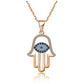925 Sterling Silver Blue Evil Eye Protection Charm Islamic Fatima Necklace Hamsa Hand Muslim Lucky Jewelry Yoga 18in.