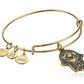 Gold Bangle Hamsa Hand Fatima Bracelet Kabbalah Bracelet Charm Merkaba Yoga Black Jewish Jewelry Lucky 8-9in.