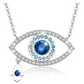 1/10 tcw. Lucky Silver Fatima Necklace Blue Evil Eye Diamond Jewelry Charm Islamic Hamsa Hand Muslim Jewish Jewelry Yoga Chain 20in.