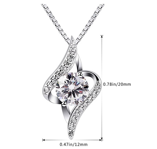 925 Sterling Silver 1ct. Silver Necklace Mothers Day Valentines Anniversary Gift Twist Simulated Diamond Stud Chain 20in.