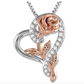 1/4 ct. Simulated Diamond Flower Pendant Rose Silver Necklace Heart Charm Jewelry Singer Gift Mother's Day 925 Silver Chain 18in.