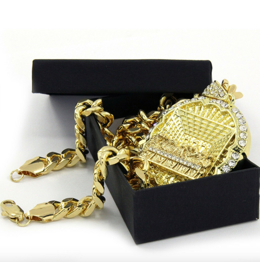 Last Supper Pendant Jesus Necklace Gold Diamond Holy Necklace Hip Hop Chain Iced Out Cuban Link 30in.