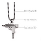 Uzi Pendant Uzi Gun Cartoon Hip Hop Chopper Chain Machine Gun Necklace Gold Silver Color Metal Alloy 24in.