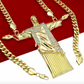 Christ The Redeemer Chain Simulated Diamond Rio de Janeiro Brazil Jesus Necklace Christ Pendant Rapper Iced Out Gold Silver Metal Alloy 30in.