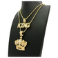 King Crown Pendant Cartoon King Crown Necklace Simulated Diamond Hip Hop King Crown Chain Iced Out 24in.