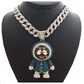 Eskimo Pendant Rapper Blue Eskimo Necklace Cartoon Simulated Diamond Chain Iced Out Cuban Link 18in.