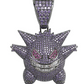 Bubble Gengar Pendant Emoji Necklace Monster Cartoon Diamond Chain Iced Out 24in.
