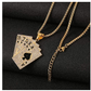 Ace of Spades Poker Playing Card Pendant Rapper Royal Flush Necklace Simulated Diamond Card Chain Silver Iced Out 24in.