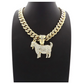 Goat Pendant Rapper Cartoon Gold Diamond G.O.A.T Chain Iced Out Cuban Link 18in.