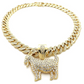 Goat Pendant Rapper Cartoon Gold Diamond G.O.A.T Chain Iced Out Cuban Link 18in.