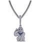 Gorilla Pendant Rapper Ape Necklace BAPE Cartoon Simulated Diamond Monkey Chain Iced Out Cuban Link 24in.
