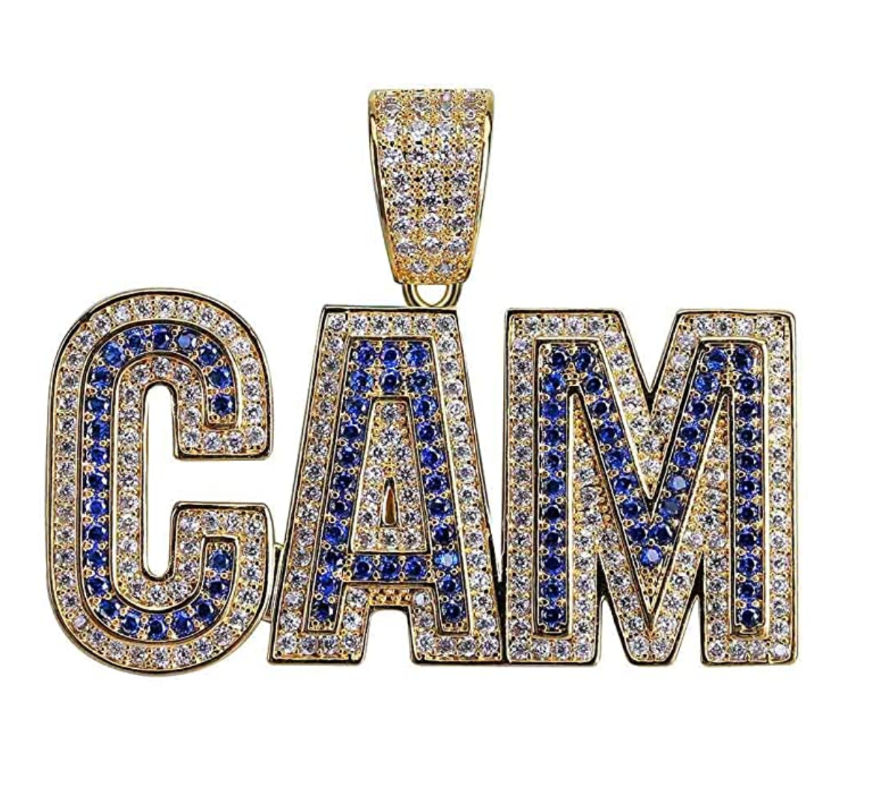 CAM Pendant Rapper CAM Necklace Simulated Diamond CAM Chain Iced Out 24in.