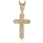 Cross Pendant Rapper Jesus Cross Necklace Cartoon Gold Color Metal Alloy Simulated Diamond Holy Cross Chain Iced Out 24in.