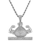 Money Bag Pendant Silver Rapper Money Power Necklace Cartoon Simulated Diamond Cash Dollar Sign Iced Out 24in.