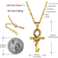 Snake Ankh Pendant Gold Color Metal Alloy African Jewelry Egyptian Necklace Silver Eye of Ra Chain Horus Ankh Cross 24in.