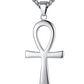 Ankh Pendant African Jewelry Egyptian Necklace Silver Tone Ra Horus Ankh Cross 24in.