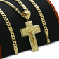 The Virgin Mary Pendant Jesus Cross Chain Mary Necklace Rapper Iced Out Gold Metal Alloy 24in.