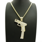 40 Pistol Necklace Extended Clip Pendant Gun Chain 9mm Simulated Diamond Hip Hop Iced Out Cuban Link 24in.