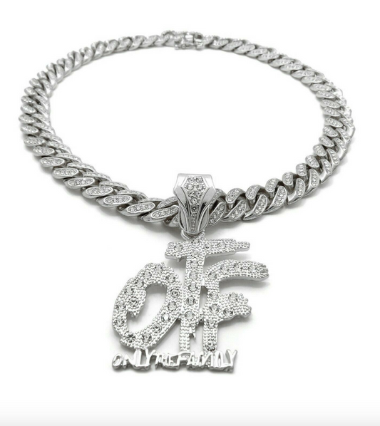 Rapper Necklace Pendant Chain  Hip Hop Rapper Simulated Diamond Iced Out Cuban Link 18in.