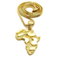 GoldNugget Africa Map Pendant Chain Africa Continent Jewelry Silver African Egyptian Necklace Gold Metal Color Alloy 24in.