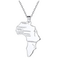 Africa Map Pendant Chain Africa Continent Jewelry Silver Color Metal Alloy African Names Necklace 18in.
