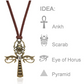 Egyptian Ankh Cross Pendant Rose Gold Color Metal Alloy Simulated Diamond Chain Eye of Ra Scarab Jewelry Horus Ankh Necklace
