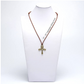 Egyptian Ankh Cross Pendant Rose Gold Color Metal Alloy Simulated Diamond Chain Eye of Ra Scarab Jewelry Horus Ankh Necklace