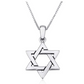 Hebrew Six-Pointed Star Pendant Star of David Necklace Silver Jewish Star Chain 925 Sterling Silver 18in.