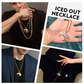 Wave Pendant Gold Color Metal Alloy Hip Hop Beach Jewelry Drip Surfer Simulated Diamond Hawaiian Necklace Water Wave Island Chain Iced Out 24in.