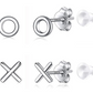 5mm XO Earring Silver X O Earring Womens Small Love Earrings (2 Pair)