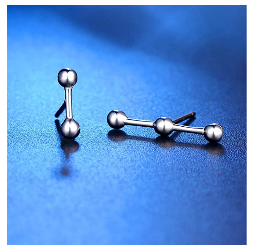 5mm Bead Ball Earring Silver Color Metal Alloy Two Three Bead Ball Earring Womens Small Ball Earrings (2 Pair)