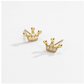 6mm Gold 925 Sterling Silver Small Crown Earring Diamond Stud Hip Hop King Queen Jewelry
