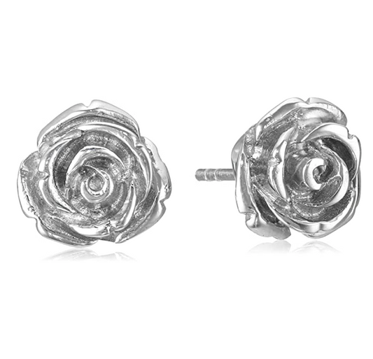 10mm 925 Sterling Silver Rose Flower Earring Silver Rose Gold Earring Womens Stud Earrings