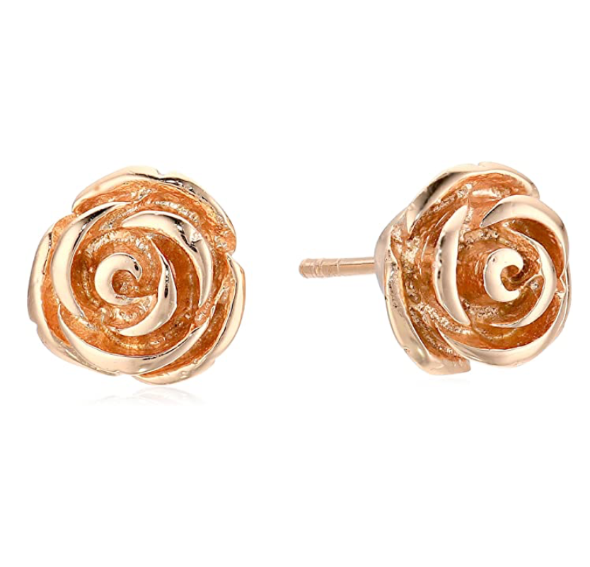10mm 925 Sterling Silver Rose Flower Earring Silver Rose Gold Earring Womens Stud Earrings