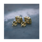 8mm 925 Gold Sterling Silver Box Square Diamond Earrings Hip Hop Mens Women Screw Back Iced Out